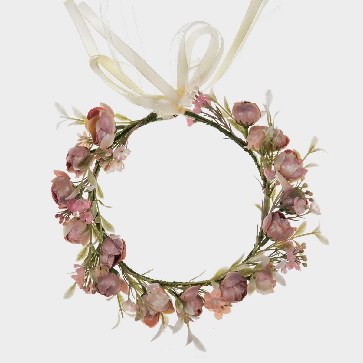 DDazzling Green Leaf Crown Boho Leaf Crown Eucalyptus Halo Wedding Woodland Crown Photo Prop (Flower Pink)