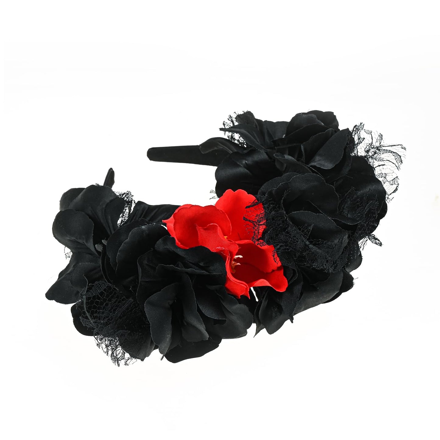 Fleursun Day of The Dead Floral Crown Mexican Flower Headpiece for Halloween Cosplay Costume Headpiece (Black headband)