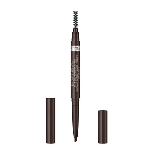 Rimmel Brow This Way Eyebrow Definer - Double-Ended Pencil for Sculpting & Definition | 003 Dark Brown, Vegan Formula, 0.01 oz