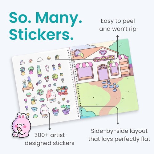 Cupkin Kids Sticker Book - 300+ Cute Bunny Stickers | Toddler Travel Coloring Fun for Ages 2-8
