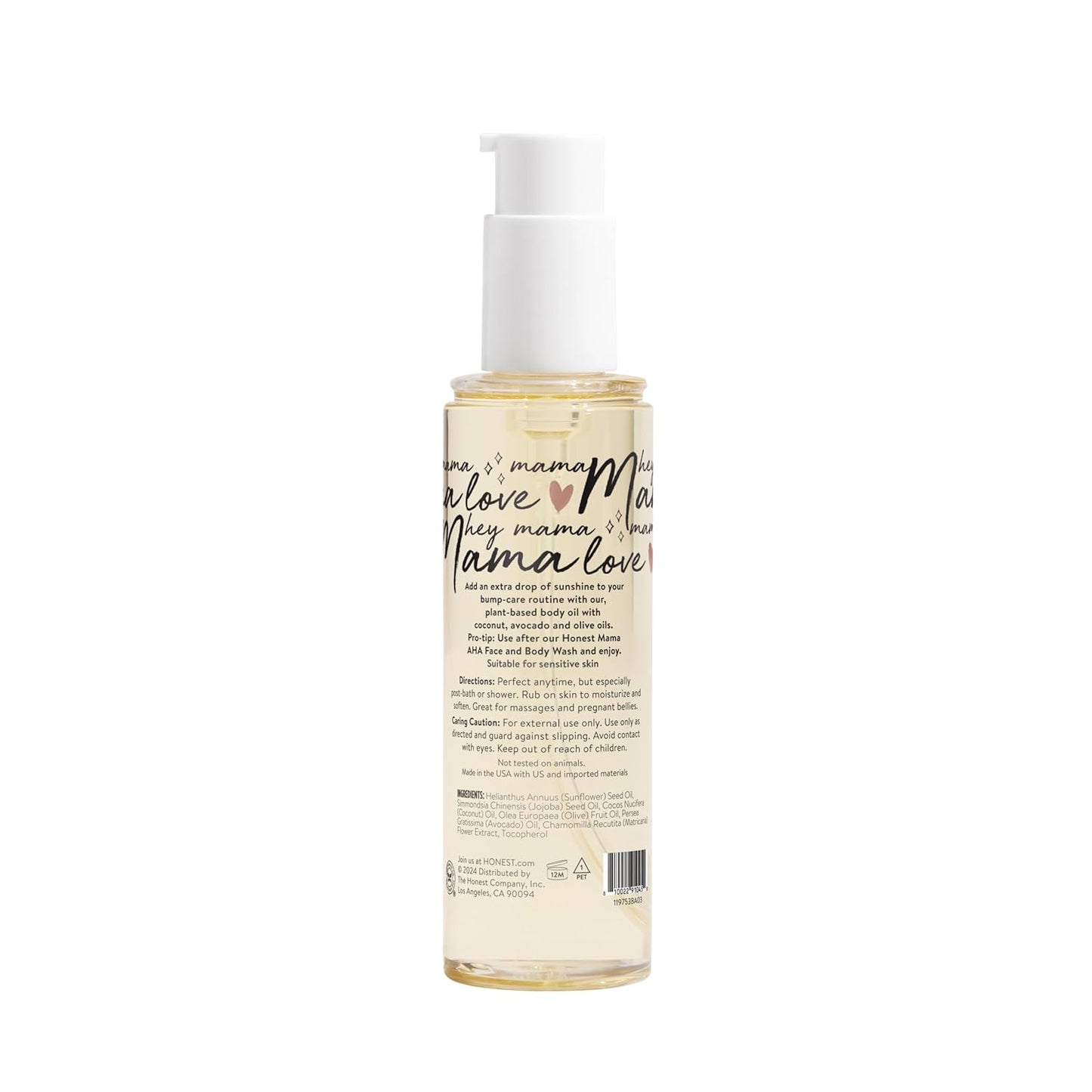 The Honest Company Mama Belly Oil - Hydrating & Soothing Glow | Plant-Based, Fragrance-Free, 4.2 fl oz