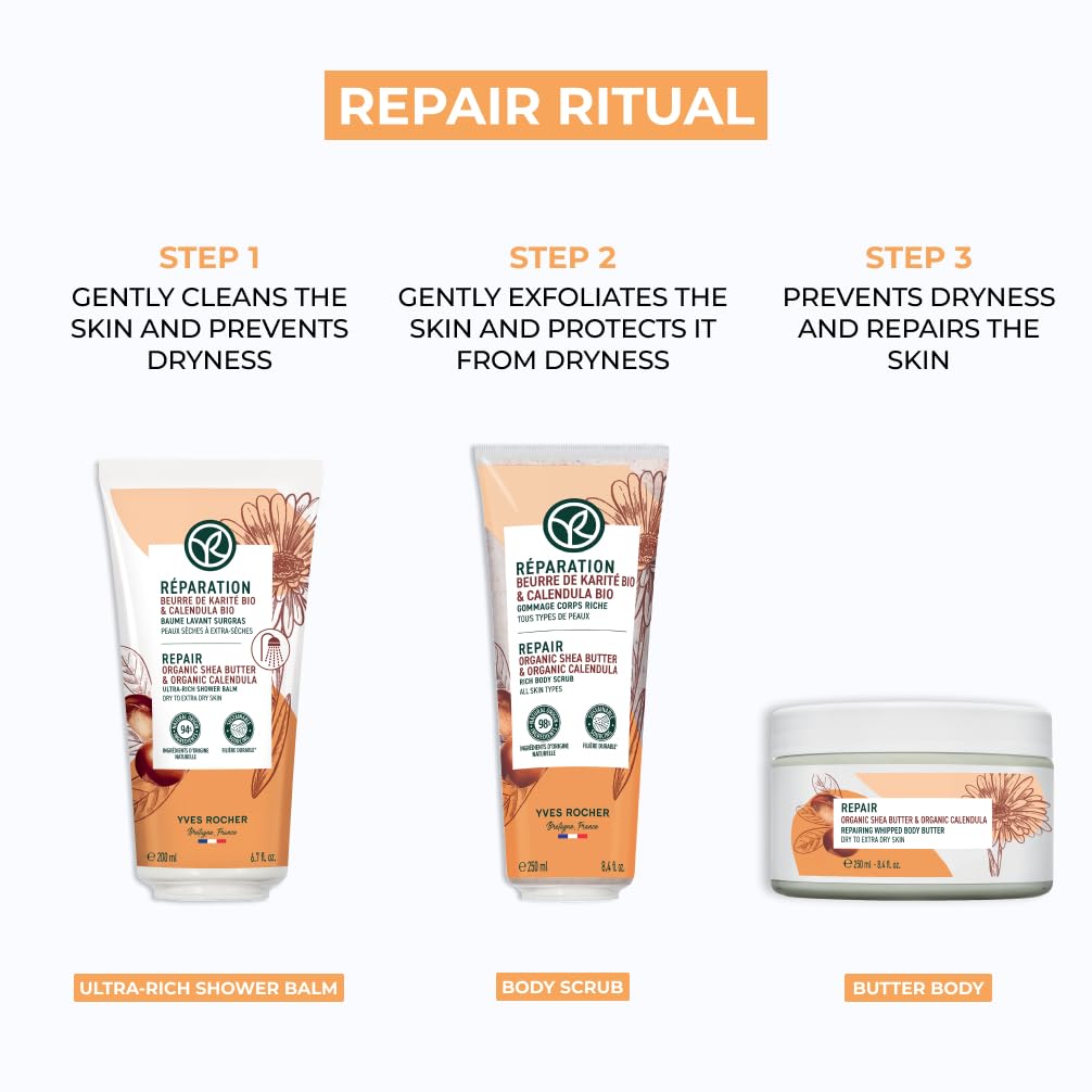 Yves Rocher Whipped Body Butter - Repairing Formula for Dry Skin with Shea Butter | 8.4 FL OZ