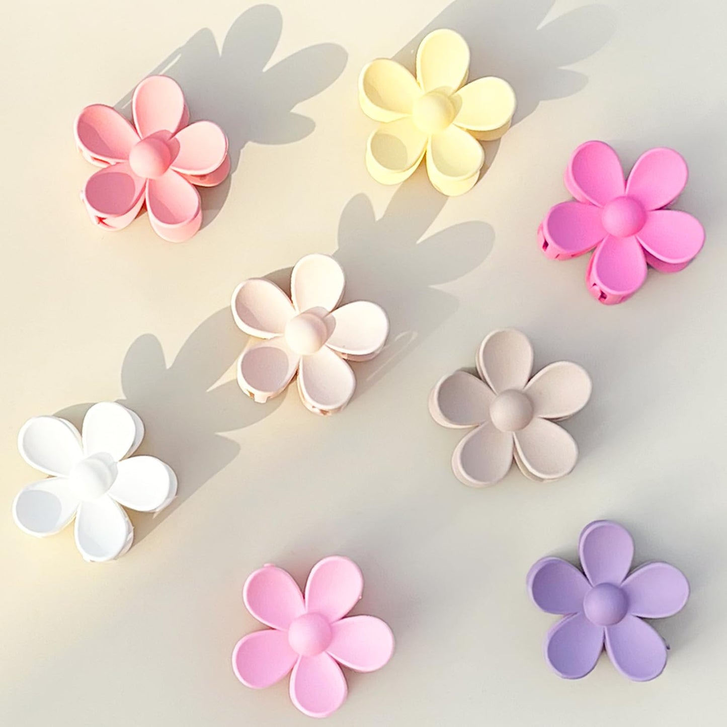 Flower Hair Clips 8PCS, Hair Claw Clips for Women Thick Thin Hair, Flower Claw Clips Matte Non Slip Strong Hold Hair Clips for Women Girls, Large Cute Claw Clips Big Hair Jaw Clips 8 Colors