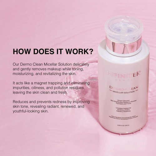 Infinitek Paris | Micellar Water Solution with Hyaluronic Acid | Gentle Makeup Remover | 8.45 fl oz / 250 ml