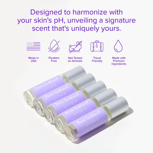 Pure Instinct ENTICE The Original Pheromone Infused Essential Oil Perfume Cologne - For Her Women - TSA Ready (Roll On Bottle 0.34 Fl. Oz./10.2mL)