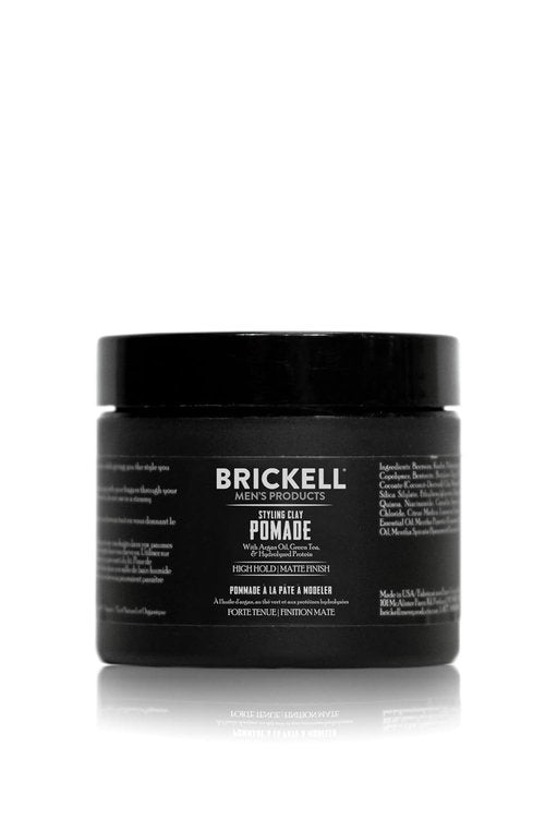 Brickell Men's Products Hair Styling Clay Pomade - Natural & Organic, Strong Hold, Matte Finish | 2 Ounces