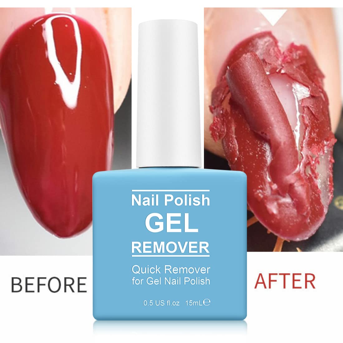 Skiennix Gel Nail Polish Remover - Fast Soak-Off in 2-5 Minutes | Safe, No Foil Needed, Includes Cuticle Pusher & Scraper