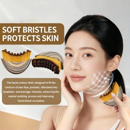 Lymphatic Contour Face Brush by New - Ergonomic Dry Brushing Massager for Sculpting Jawline & Chin (1pc)