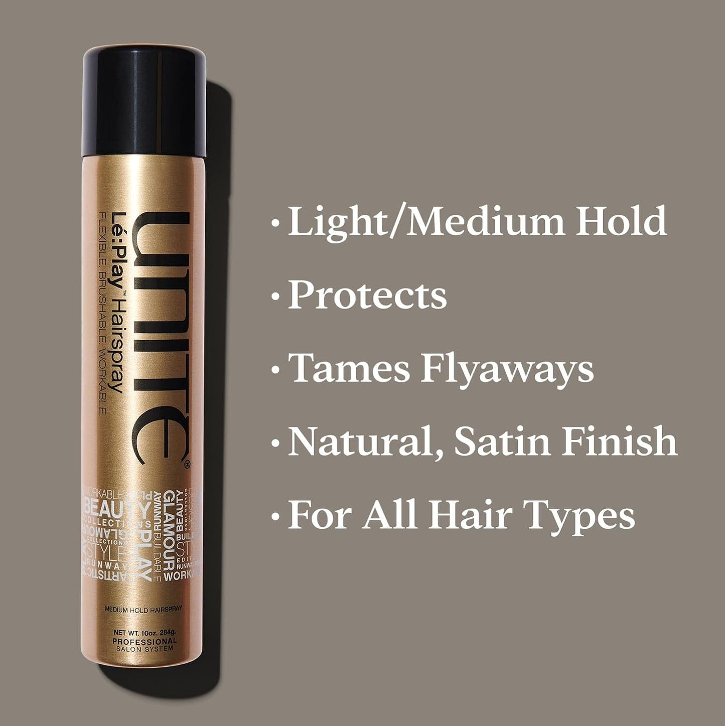 UNITE Hair Lé:Play Hairspray - Flexible Medium Hold Styling Spray with Thermal Protection - 10 Oz