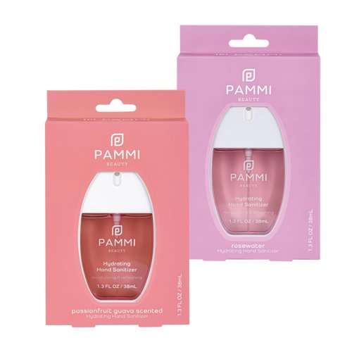 PAMMI Power Mist Hydrating Hand Sanitizer Spray, Portable Travel Size Pocket Hand Sanitizer, Scented Mini Spray For Car (2 Pack (Rose and Guava))