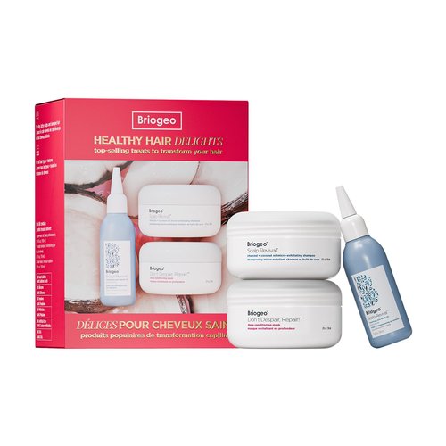 Briogeo Healthy Hair Delights Holiday Kit - Scalp & Hair Repair Gift Set | Vegan Deep Conditioning Mask, Scrub & Pre-Wash Oil