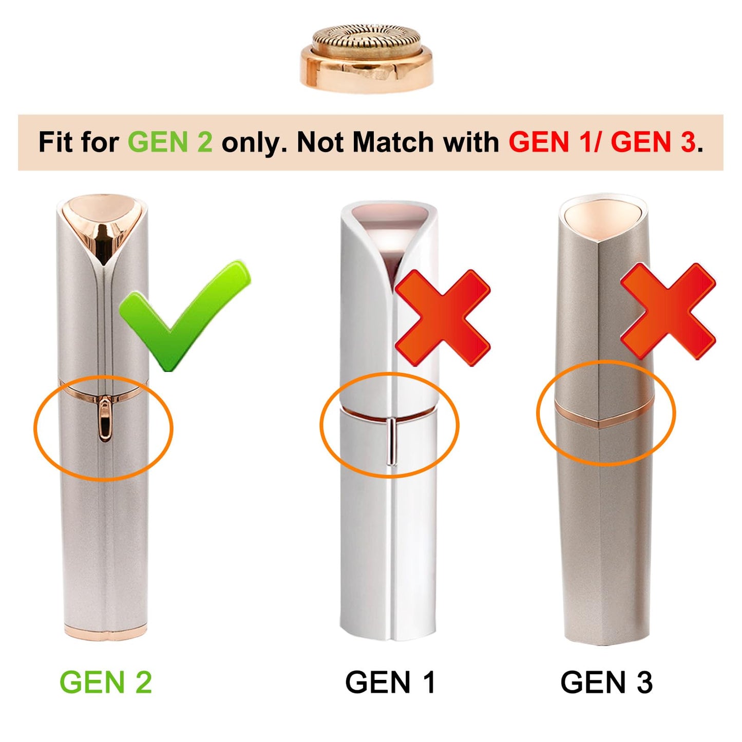 Gen 2 Replacement Heads Compatible With Flawless Facial Hair Remover For Women, Double Ring Replacement Blades For Old Flawless, 6 Count