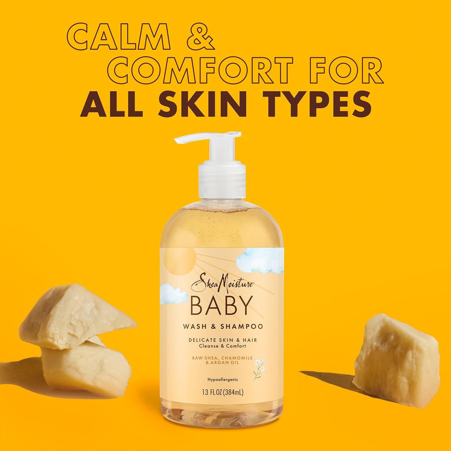 SheaMoisture Baby Essentials - Body Wash & Shampoo with Raw Shea, Chamomile & Argan Oil | 13 Oz Each