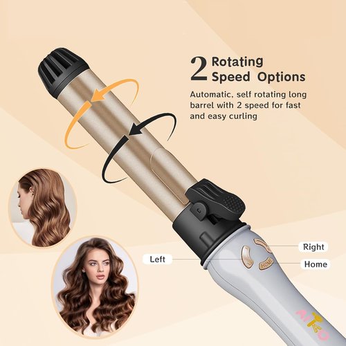 AIKO PRO 1.25 Inch Automatic Curling Iron - Self-Spinning Ceramic Curler with 12 Temps & Dual Voltage