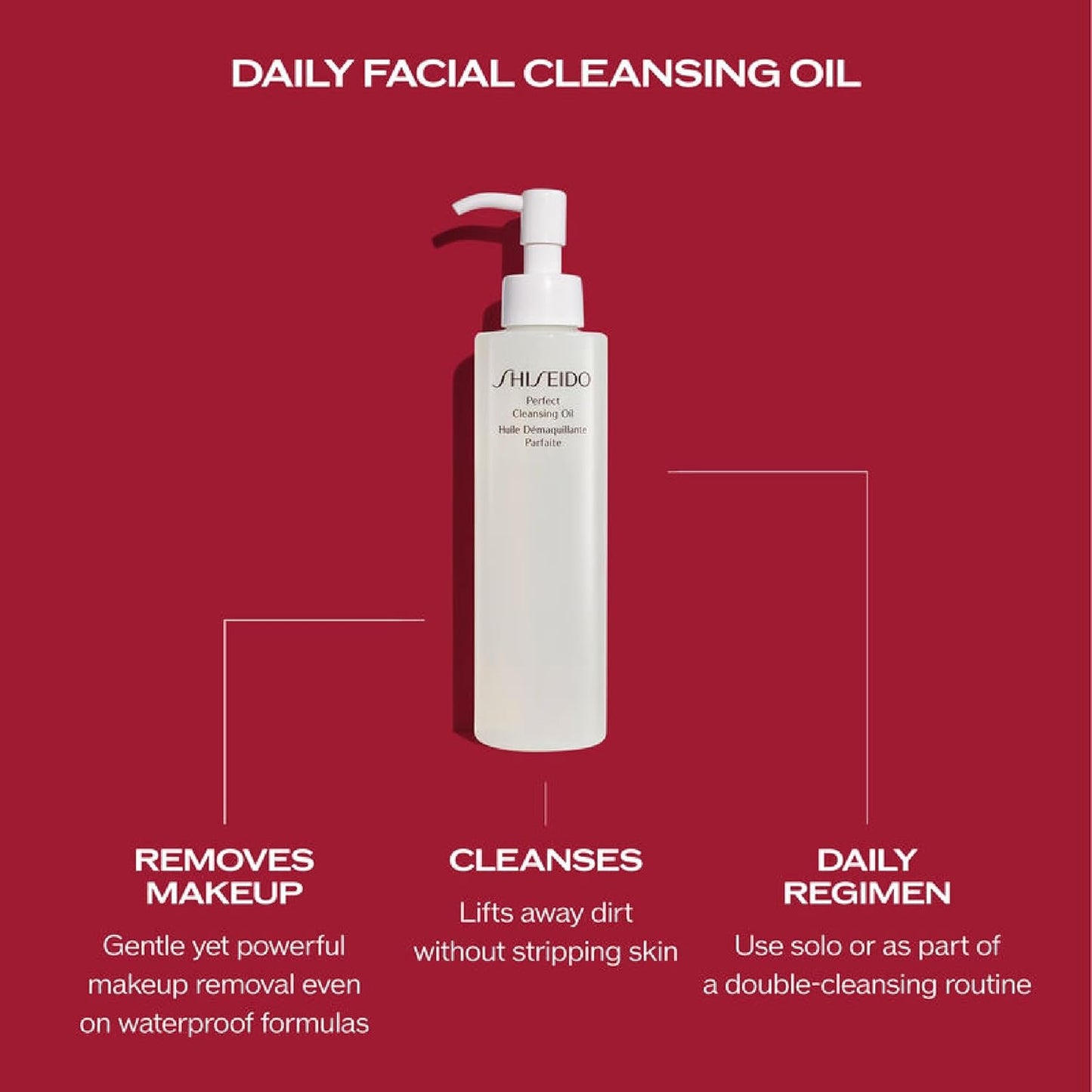 Shiseido Perfect Cleansing Oil - Lightweight Daily Cleanser for Soft, Dewy Skin - Removes Waterproof Makeup & Impurities