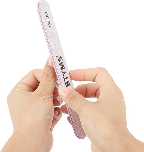 BTYMS Nail Files - 25 Pcs Double-Sided Emery Boards for Acrylic & Natural Nails - 100/180 Grit