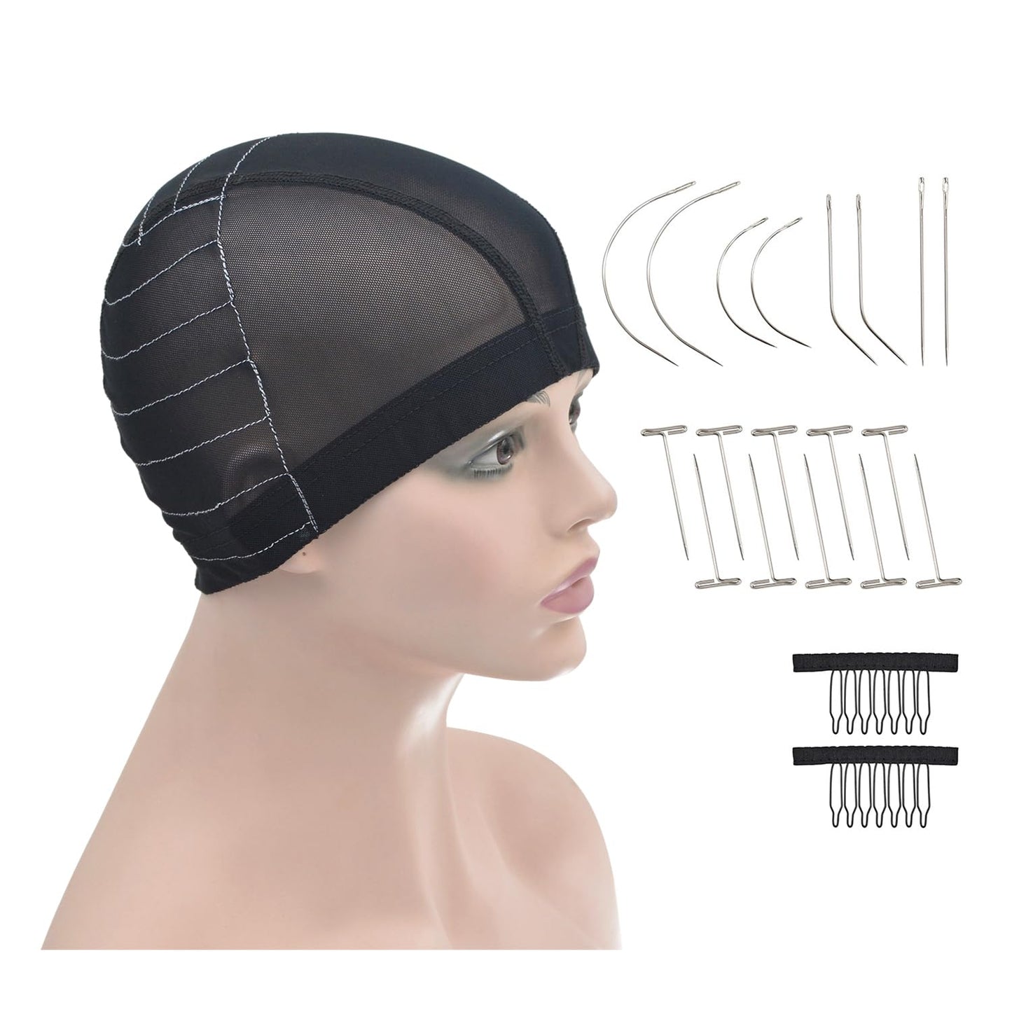 Mesh Dome Caps Wig Cap with Guideline Map for Wig Making Stretchable Wig Caps for Beginners Making Wigs (13x4 M)