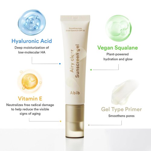 Abib Airy Clear Sunscreen Gel SPF 30 - Lightweight, No White Cast Formula | 1.01 fl. oz / 30 g