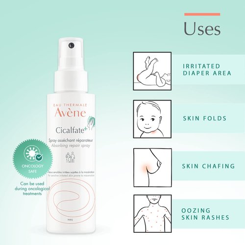 Avène Cicalfate+ Absorbing Soothing Spray to dry and restore irritated, sensitive skin, helps restore skin barrier, safe for infants, children and adults