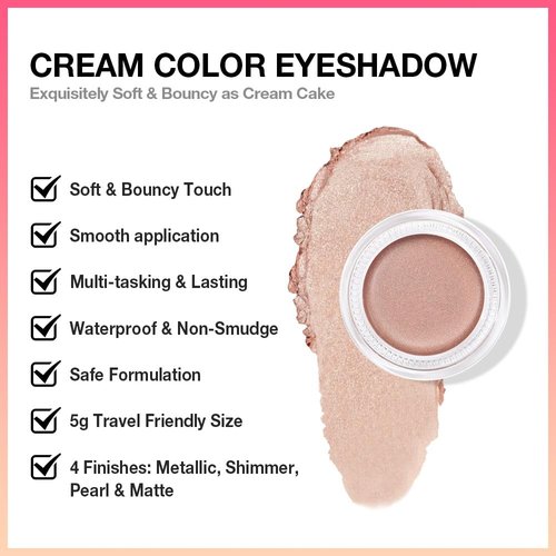 Kaely Single Cream Eyeshadow Pot - High Pigmented Sand Shimmer for Mature Skin | Waterproof & Blendable 25g