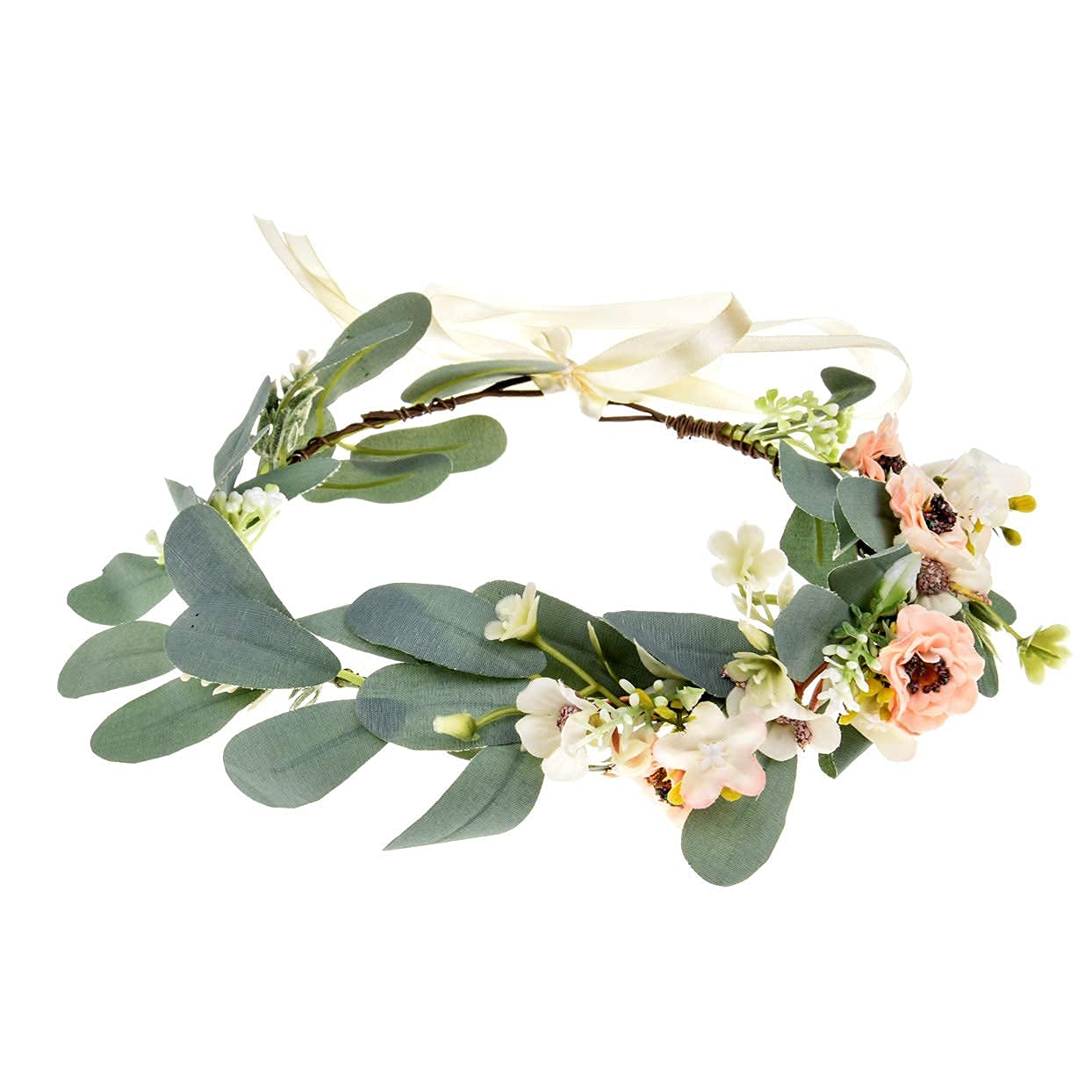 Eralove Christmas Wedding Flower Crown Boho Bridal Flower Wreath Babies Breath Hair Crown Headpiece