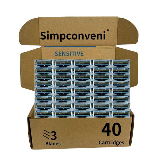 Simpconveni Razor Blade Refills for Men - Sensitive Skin Friendly, Non-Slip Design | 40 Count