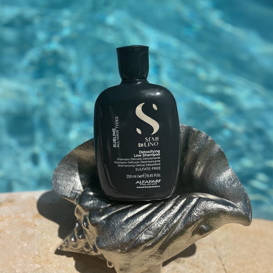 ALFAPARF MILANO Semi Di Lino Detox Shampoo - Sulfate-Free Deep Cleanser for Product Buildup & Hard Water