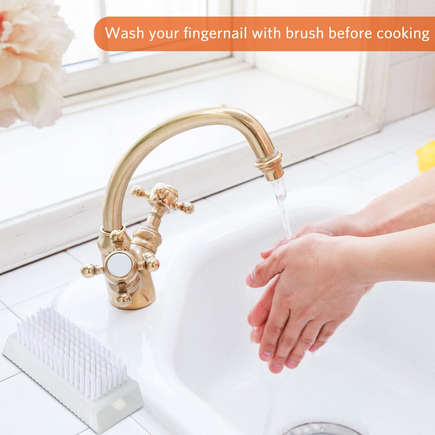 Boao 5 Pcs Hand Scrub Brushes for Nail Cleaning Fingernail Brush Soft Non Disposable Scrub Brush Plastic Hands Nail Cleaning Brushes for Men Women Kids (White)