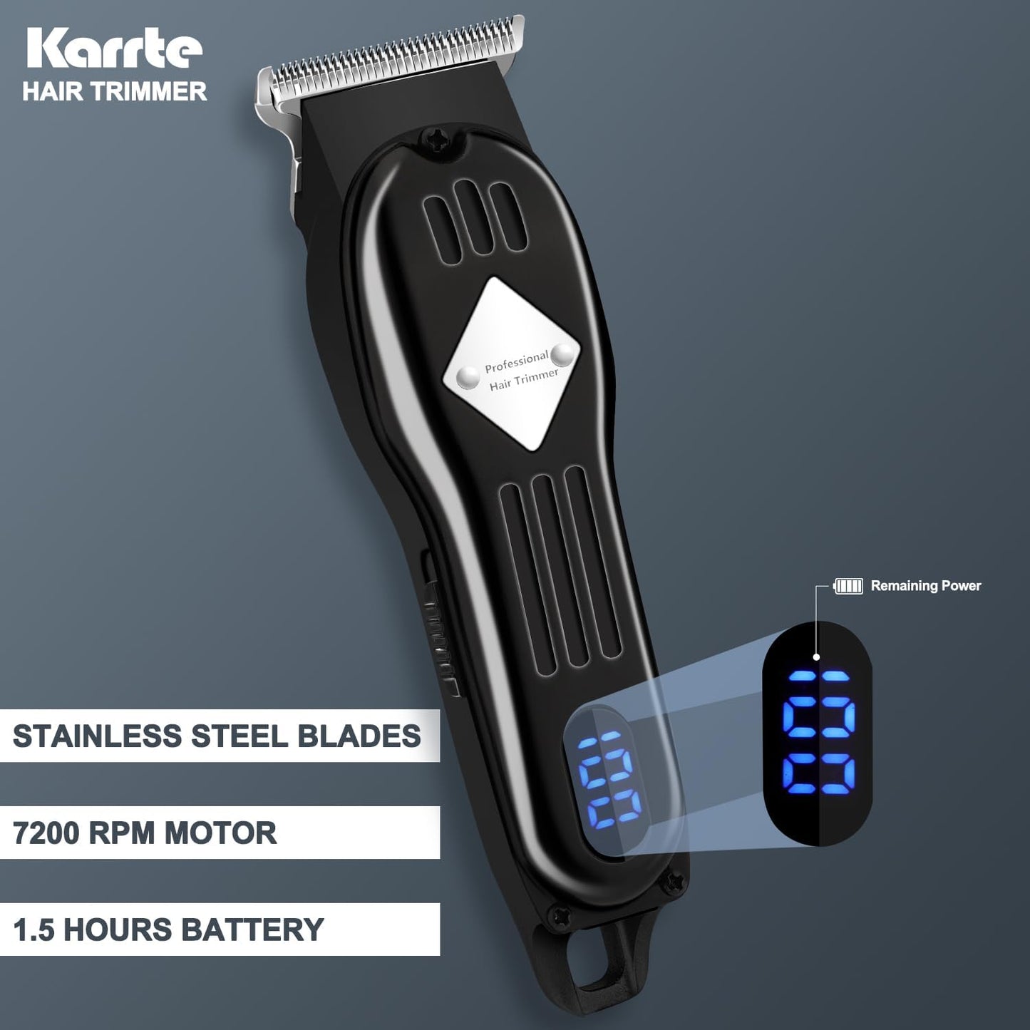 Karrte Professional Hair Clippers/Hair Trimmer/Beard Shaver Kit for Men - Cordless Barber Clipper Hair Cutting Kit, Beard T Outliner Trimmers Haircut Grooming Kit,Gifts for Men (Black)