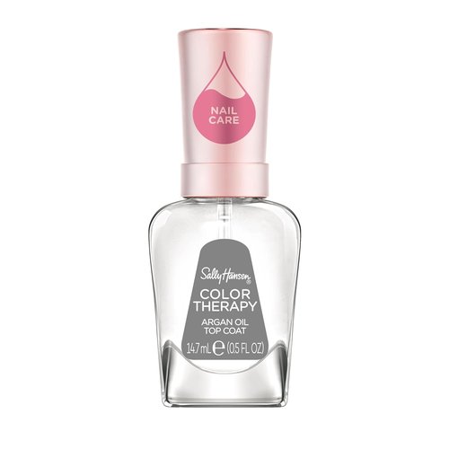 Sally Hansen Color Therapy Top Coat - Long Lasting Clear Nail Strengthener with Argan Oil