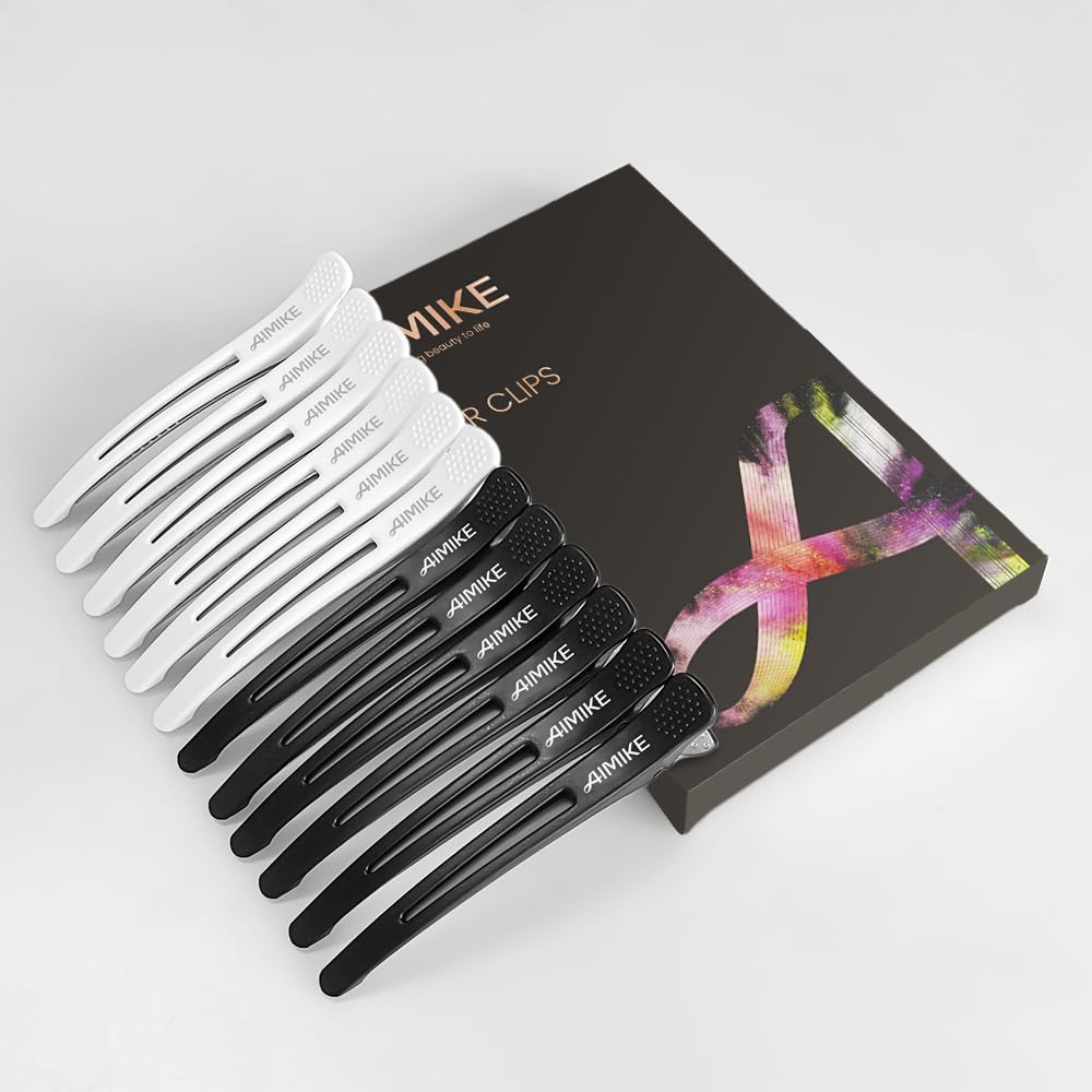 AIMIKE Hair Clips - 12 Pack Non-Slip Silicone Styling Accessories for All Hair Types | Salon Quality