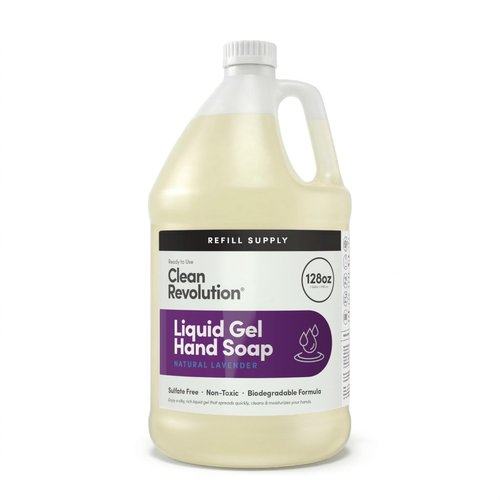 Clean Revolution Liquid Gel Hand Soap, Silky Rich Liquid, Quick Lather, Fast Rinsing, Contains Real Essential Oils (Natural Lavender) 128 Fl Oz
