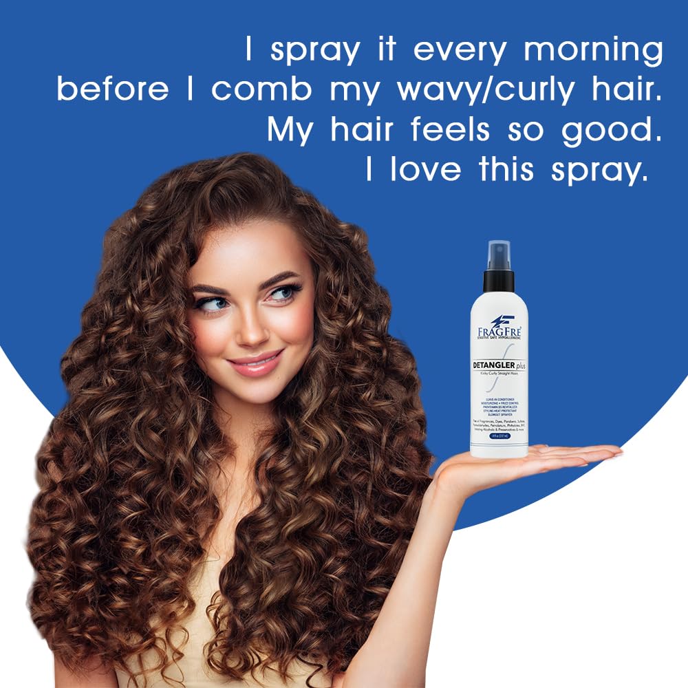 Skiennix Detangler Plus Styling Hair Spray - Heat Protectant & Blowout Spray, 8 oz | Fragrance-Free, Hypoallergenic, Anti-Frizz