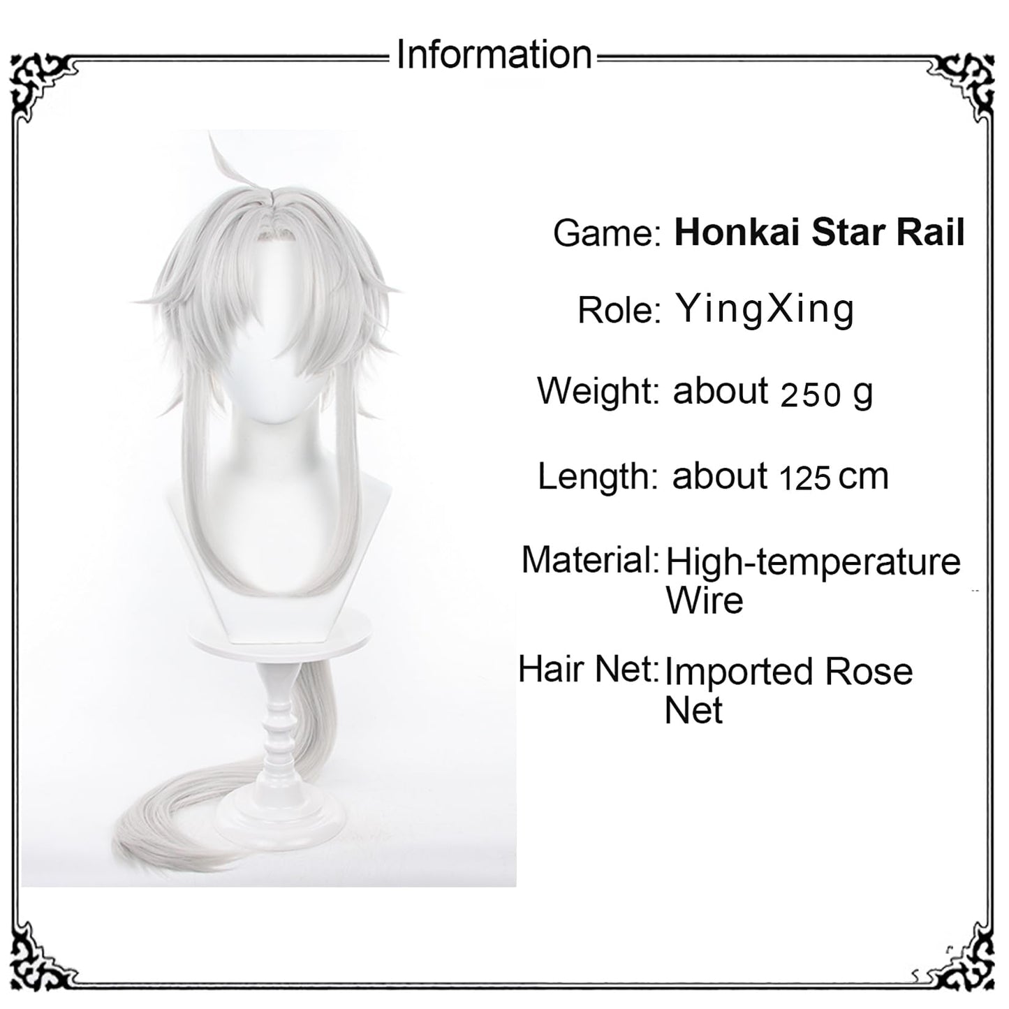 XiongXiongLe Honkai Star Rail Yingxing Cosplay Wig Silver White Long Straight Women Costume Hair Wigs for Men Boys Girls Cos Anime Game Party Halloween Christmas(Yingxing)