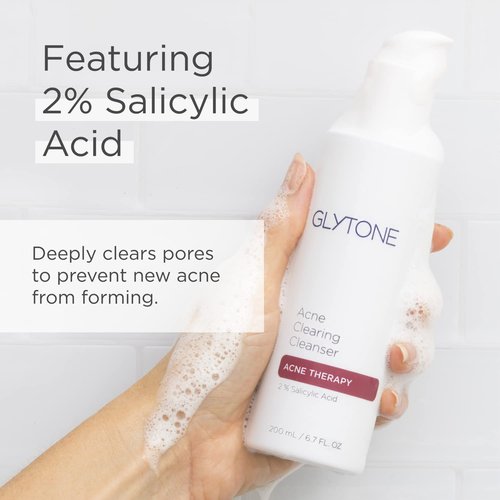 Glytone Acne Clearing Cleanser - Daily Face Wash with 2% Salicylic Acid for Oily Skin - 6.7 fl oz