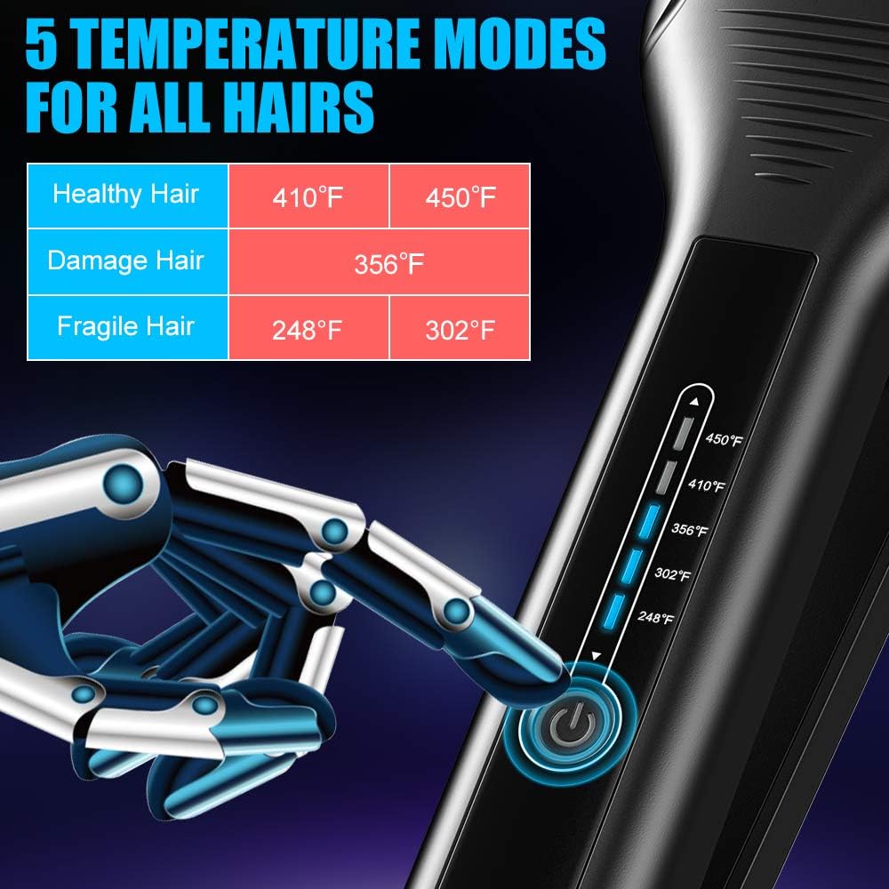 Skiennix Professional Hair Straightener - 2.16'' Extra-Large Titanium Flat Iron with 30s Instant Heating & 5 Heat Settings for All Hair Types