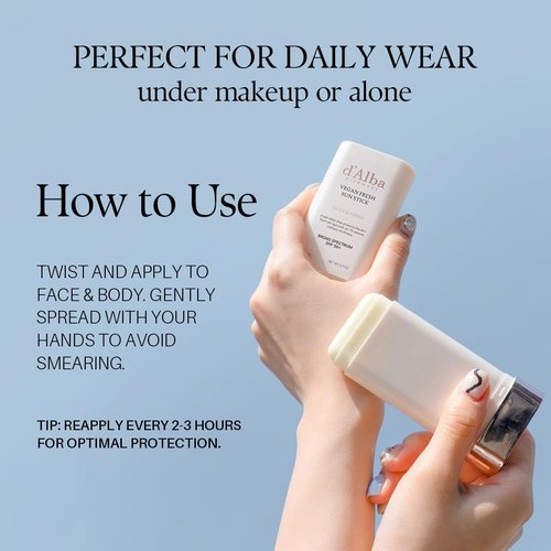 d'alba Piedmont Air Fit Fresh Sun Stick, OTC BROAD SPECTRUM SPF 50+, Non-Sticky On-the-Go Sun Protection, Outdoor Essential Vegan Sun Stick, Silky & Fresh, Korean Skin Care (0.7 Oz.)