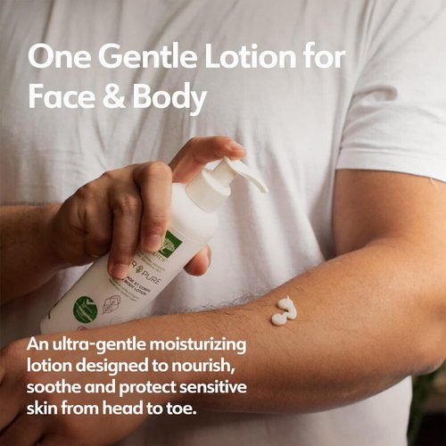 Pur&Pure Face & Body Moisturizer - Organic Ultra-Gentle Lotion for Sensitive Skin, 250 ml (8.4 oz)