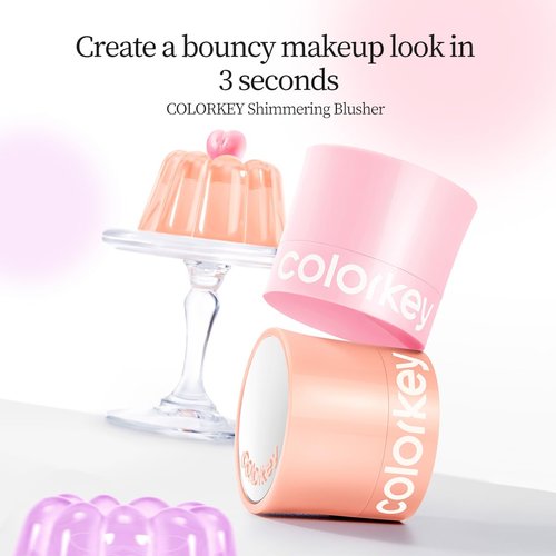 COLORKEY Shimmering Pudding Powder Blush - Lightweight, Non-Drying Formula | Naturally Luminous Semi-Matte Finish (01 Violet, 3.2g)