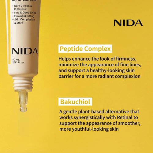 NIDA Revive Eye Cream - Probiotic Lystate Solution with Retinal & Peptide Complex | Reduces Wrinkles & Fine Lines | 1.35 fl. oz. (40ml)