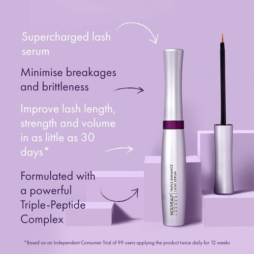 Nouveau Lashes Triple Enhance Lash Serum - Vegan Formula with Triple Peptide Complex | 5 ml for Length, Strength & Volume