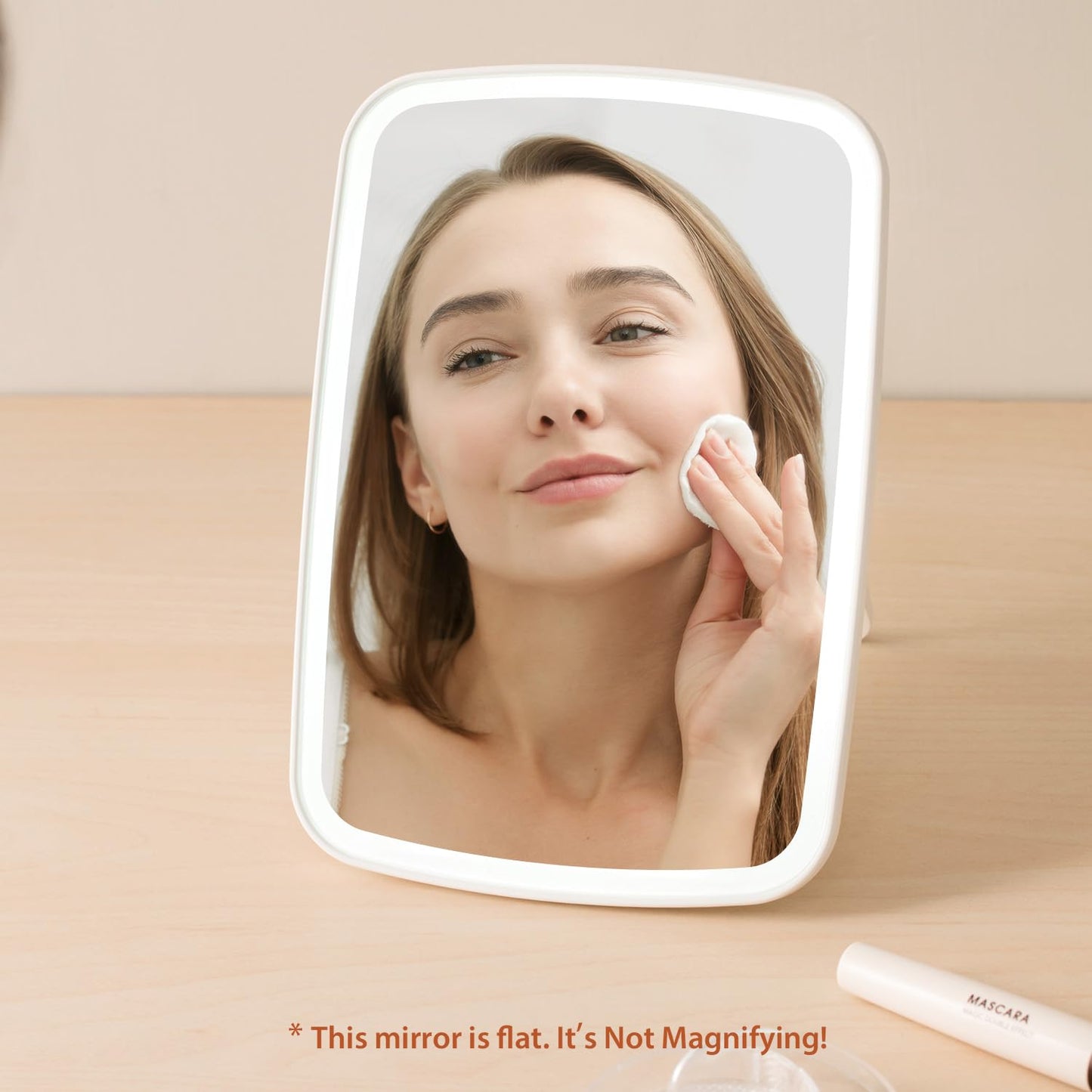 NEZZOE Rechargeable Makeup Mirror with Lights, Portable Travel Lighted Vanity Mirror, Dimmable Touch Screen Tabletop LED Make up Mirror