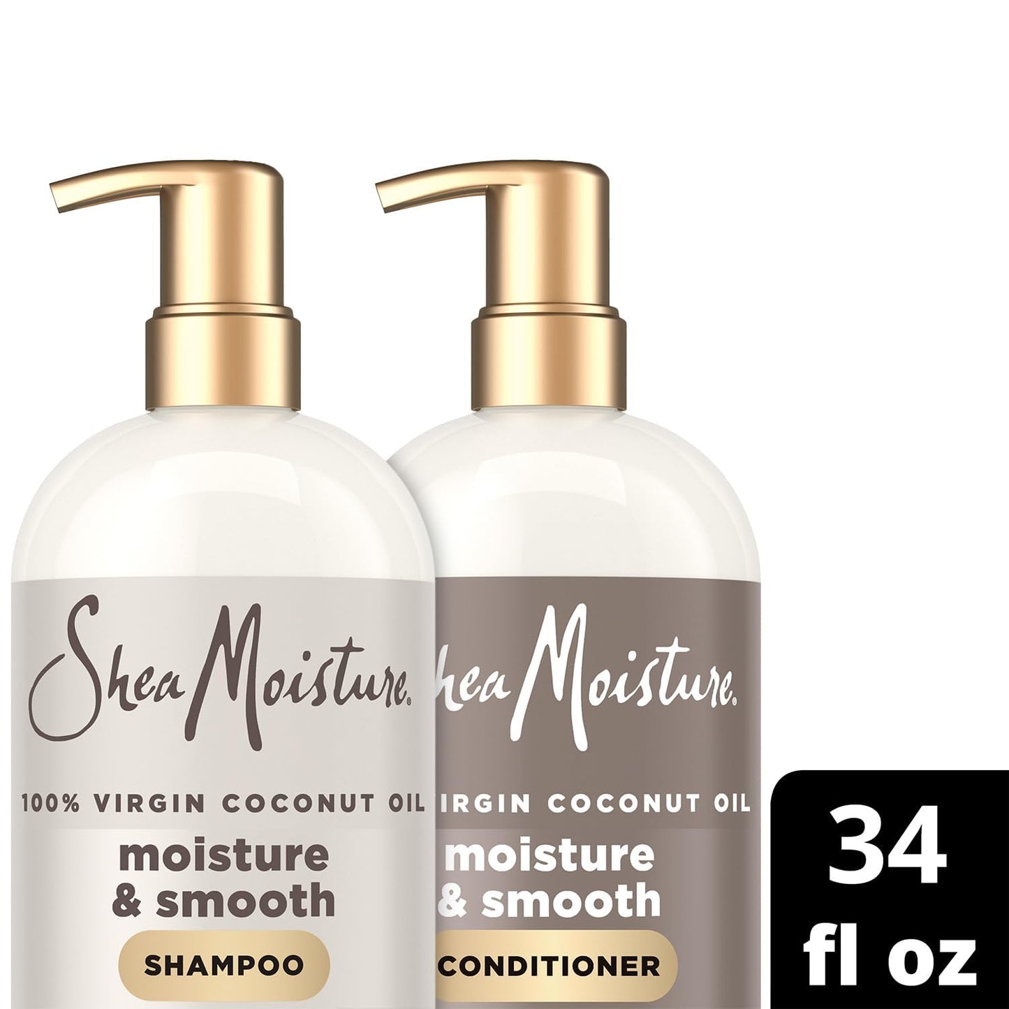 SheaMoisture Shampoo & Conditioner - Moisture & Smooth for Wavy, Curly Hair | 34 Oz Each