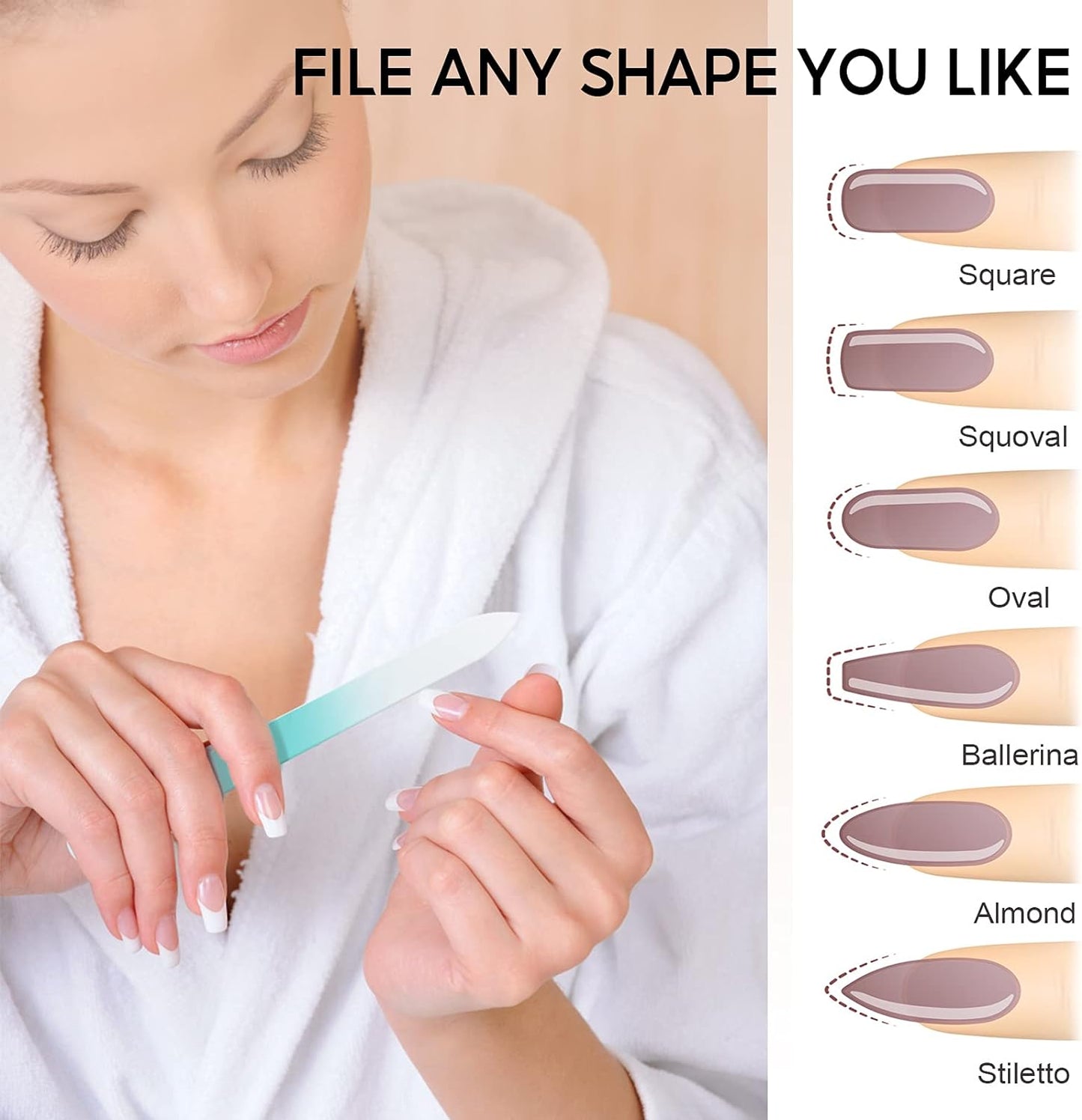 Skiennix Glass Nail File Set - 3 Pack Crystal Fingernail Files with Case | Perfect Christmas Gifts for Women