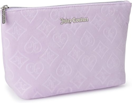 Juicy Couture Makeup Bag - Lavender Purple Velour Organizer for Travel Essentials | Zip Top Design