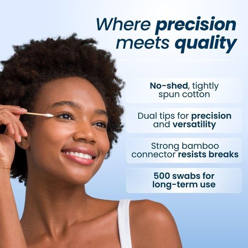 Clean Skin Club Clean Swabs - Biodegradable Organic Cotton & Bamboo | 500 Count for Makeup Touch-ups