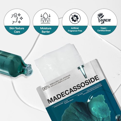 Mediheal Essential Face Mask - Madecassoside Blemish Repair | 10 Pcs, Soothing & Hydrating Vegan Formula