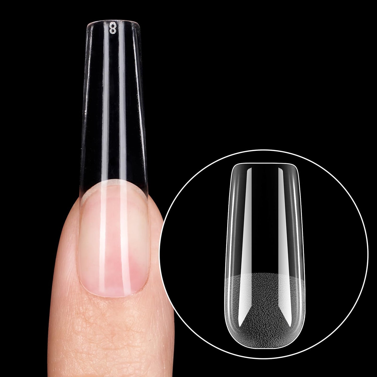 Beetles Gel Nail Tips Long Square 12 Sizes, 288Pcs Pre Shaped Half Matte Press On Nails Gelly Tips False Nails for Gel Nail Art Nail Extensions Acrylic Nails Gift