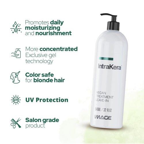 Intrakera Leave-In Conditioner - Frizz Control for Curly & Straight Hair - 32 Fl Oz | Keratin Replenisher & Detangler