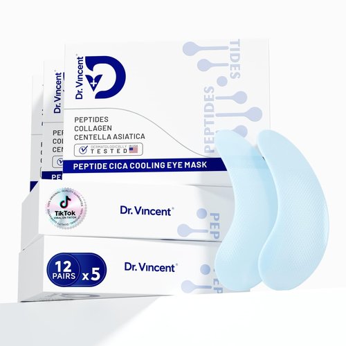 Dr Vincent Peptide Cooling Under Eye Patches, Soothing Eye Patches Instant Reduces Dark Circles and Puffiness, Calming Under Eye Mask with Glacial Water for Bags Treatment, 60 Pairs